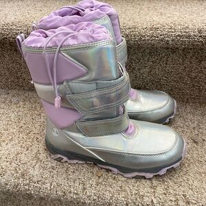 Lands' End Silver and Purple Winter Boots for Big Kids Size 6M